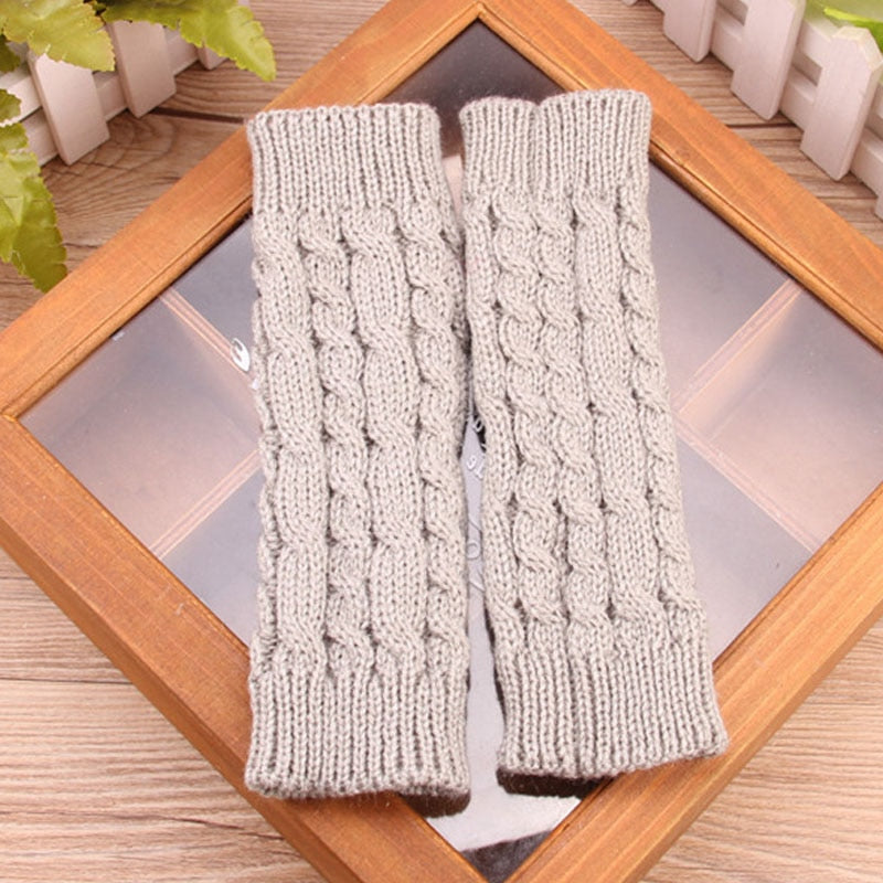 Women Stylish Hand Warmer Winter Gloves Arm Crochet Knitting Faux Wool Mitten Warm Fingerless Glove Gants Femme