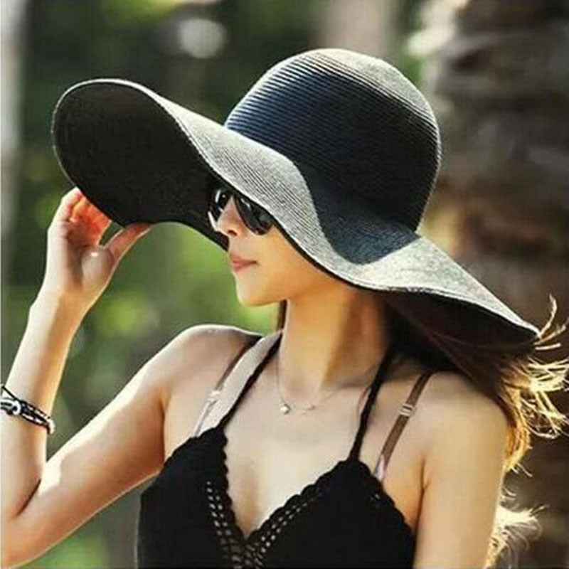 2016 new fashion Letter Embroidery panama hat Large Brim Sunbonnet Straw hat Women&#39;s Summer Sun Hat Foldable Adjustable