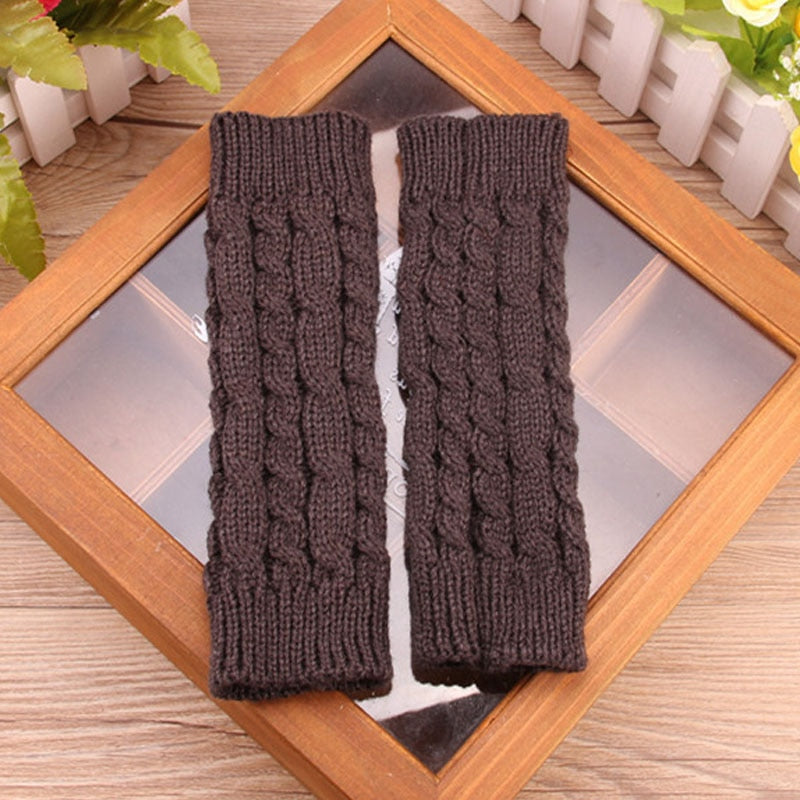 Women Stylish Hand Warmer Winter Gloves Arm Crochet Knitting Faux Wool Mitten Warm Fingerless Glove Gants Femme