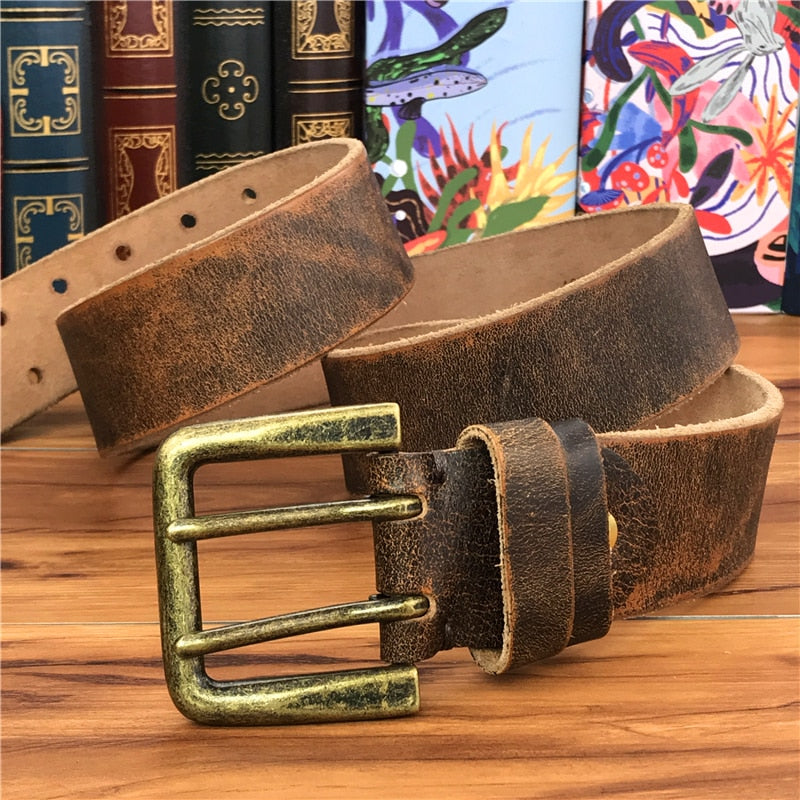 Super Wide 4.3CM Double Pin Belt Buckle 130CM-135CM Long Belt Luxury Thick Leather Belt Men Ceinture Homme Jeans Belt  MBT0018