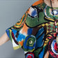 DIMANAF Women Dress Oversize Summer Pattern Print Linen Colorful Female Loose Batwing Casual Retro Vintage Large Size Dresses