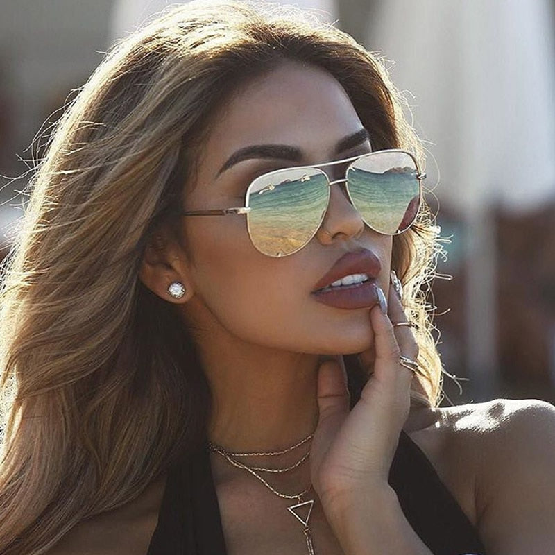 New Brand Designer Fashion Sunglasses Women&#39;s Oversized Pilot Sun glasses For Women Luxury Shades 2019 New Lunettes Femme UV400