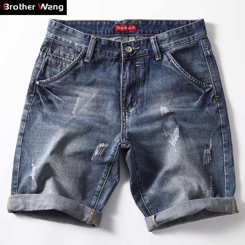 Classic Denim Shorts Men 2022 Summer Fashion Casual Slim Fit Ripped Blue Short Jeans Male Brand Clothes2