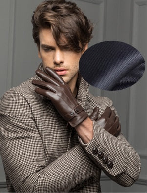 YY8597 Spring/Winter Real Leather Short Gloves For Men Male Thin/Thick Black/Brown Touched Screen Gant Gym Luvas Driving Mittens