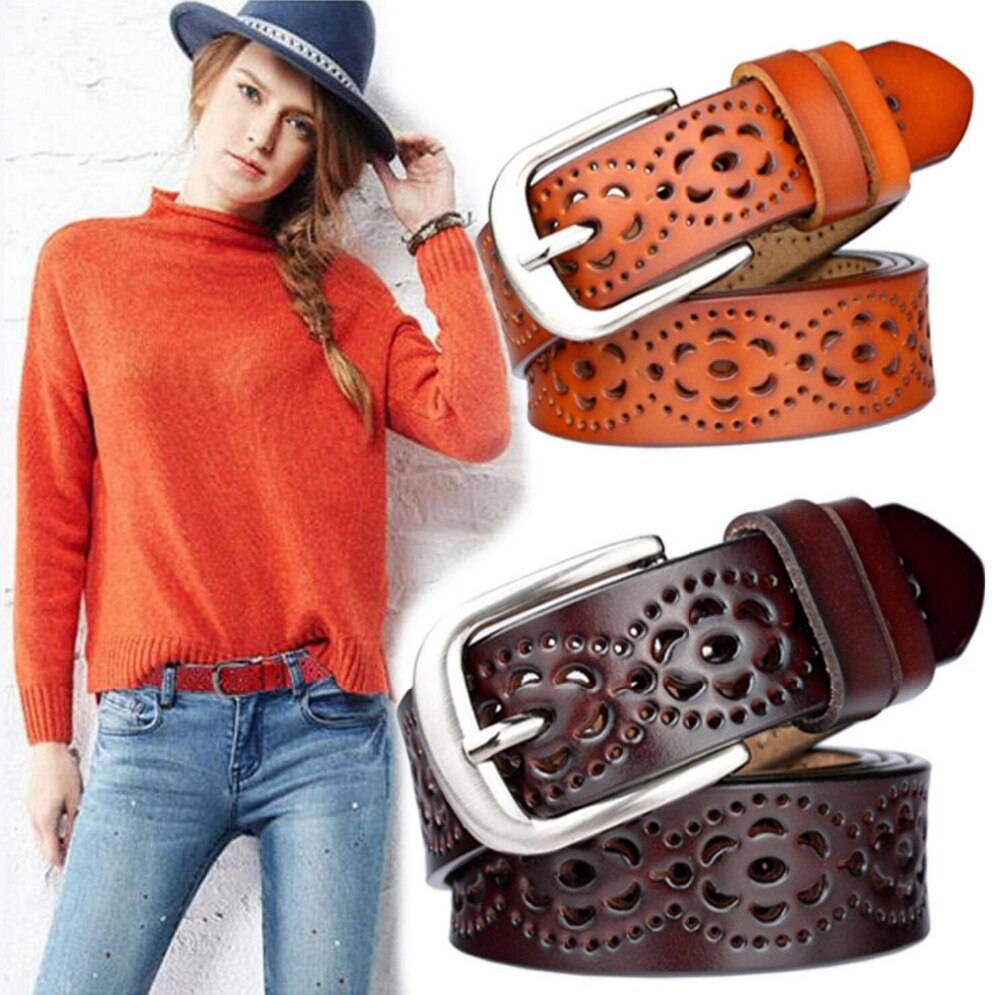 New Women Fashion Wide Genuine Leather Belt Woman Without Drilling Luxury Jeans Belts Female Top Quality Straps Ceinture Femme