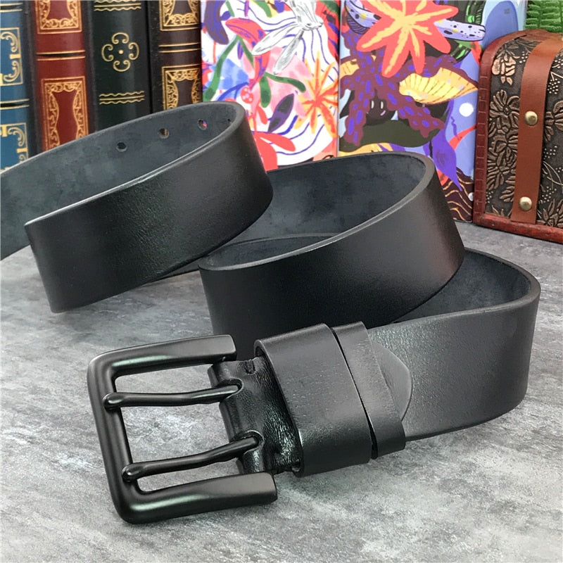 Super Wide 4.3CM Double Pin Belt Buckle 130CM-135CM Long Belt Luxury Thick Leather Belt Men Ceinture Homme Jeans Belt  MBT0018