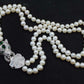set 2rows freshwater pearl white near round 8-9mm 17-19inch necklace bracelet FPPJ  green zircon clasp
