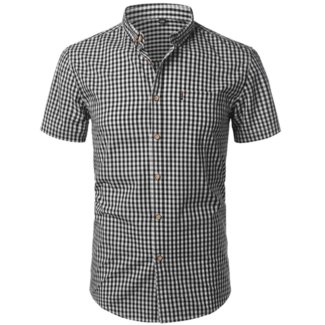 Small Plaid Shirt Men Summer New Short Sleeve Cotton Mens Dress Shirts Casual Button Down Chemise Homme Camisa Masculina XXXL