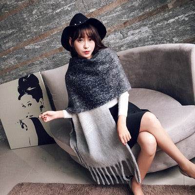 Free Shipping Plaid Vintage Scarf Hijab Imitation Cashmere Women Pashmina Scarve Bufanda Foulard Mujer Stoles Winter Thick Shawl