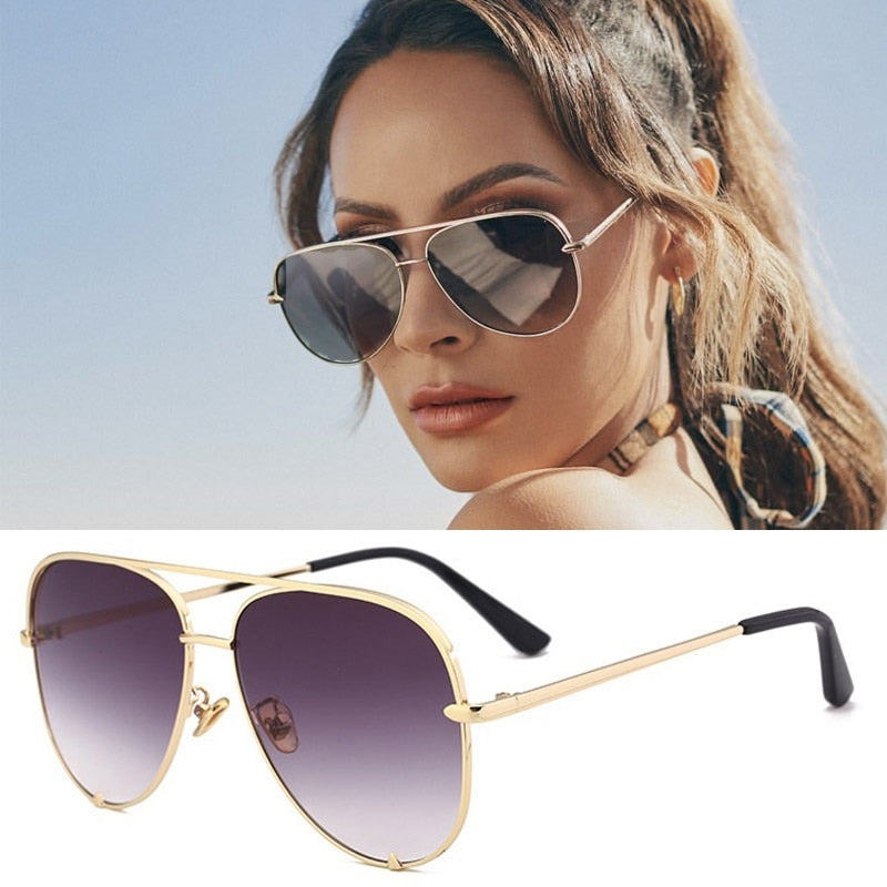 New Brand Designer Fashion Sunglasses Women&#39;s Oversized Pilot Sun glasses For Women Luxury Shades 2019 New Lunettes Femme UV400