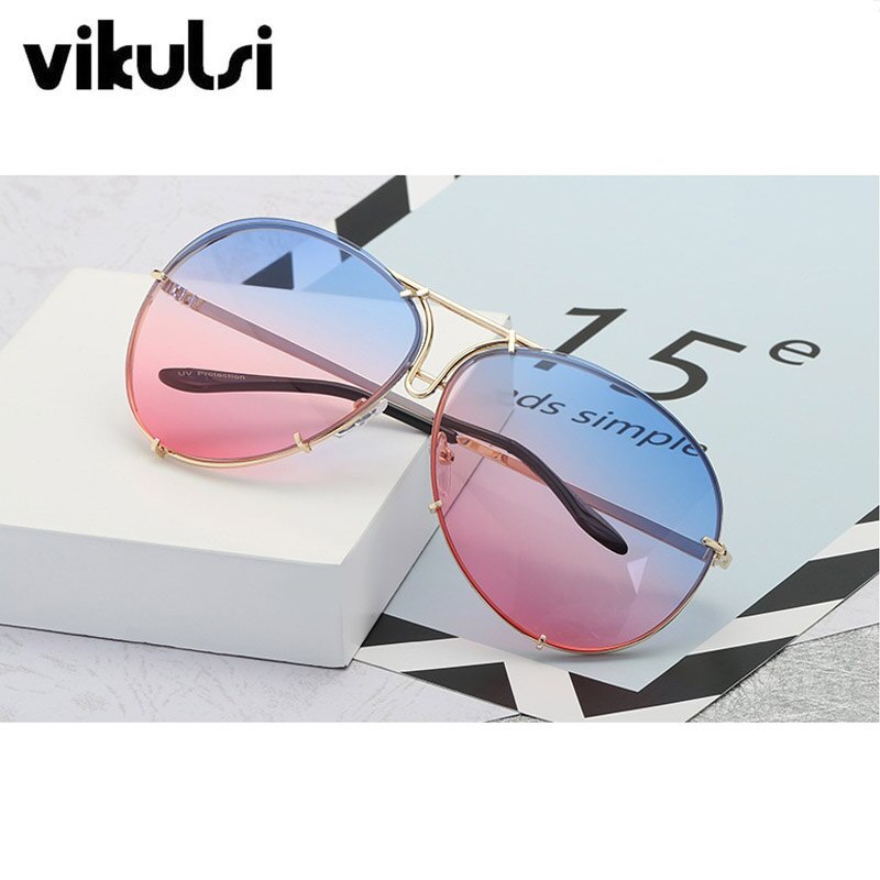 Unique Vintage Eyeglasses Transparent Glasses Women Rimless Glasses Oversized Clear Shades lunettes Sunglasses Female