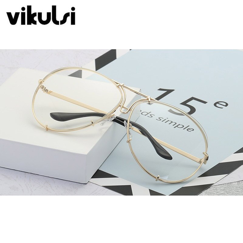 Unique Vintage Eyeglasses Transparent Glasses Women Rimless Glasses Oversized Clear Shades lunettes Sunglasses Female