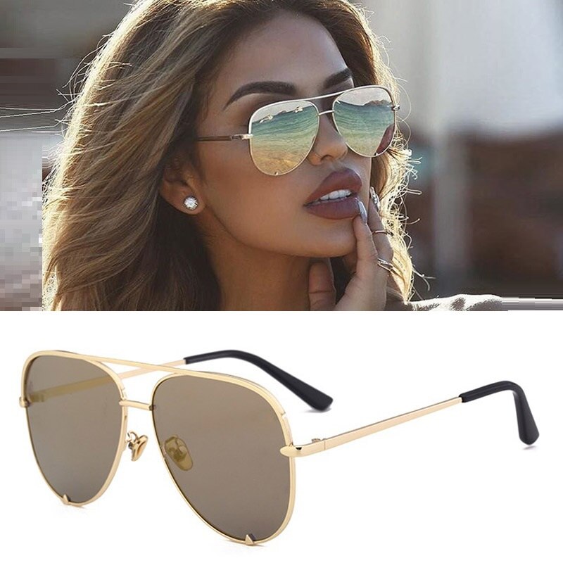 New Brand Designer Fashion Sunglasses Women&#39;s Oversized Pilot Sun glasses For Women Luxury Shades 2019 New Lunettes Femme UV400