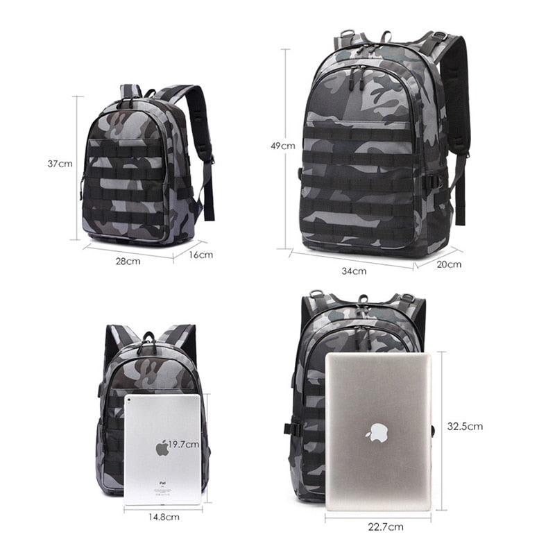 Men Backpack Men Laptop Bag Military Tactical Backpack Student Schoolbag Camouflage Travel Canvas Knapsack Pack