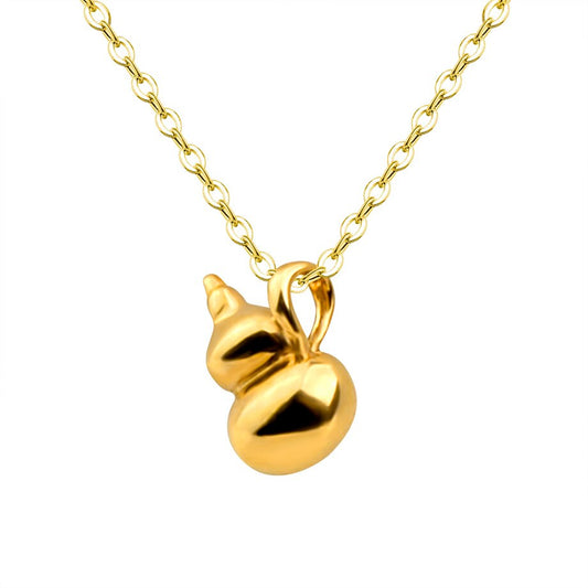 NYMPH 100% 18K AU750 Gold Necklace Chain Lovely Gourd for Women Party Fine Jewelry Gift Real 24K 999 Yellow Gold Pendant X531