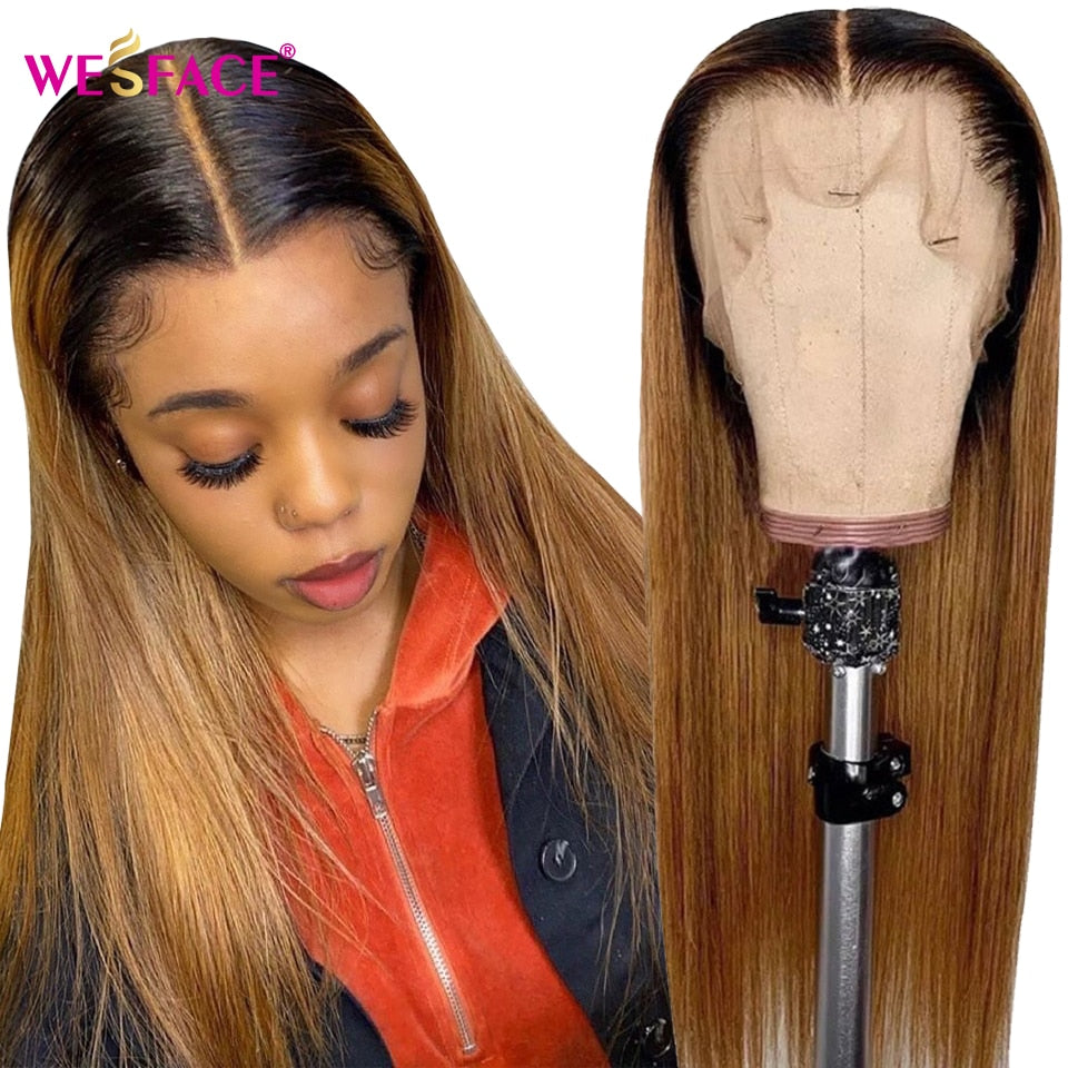 Long Straight Wigs Ombre Brown Blonde Human Hair 13×4 Lace Front Wigs For Black Women Brazilian Human Hair Wigs Remy Hair Wigs