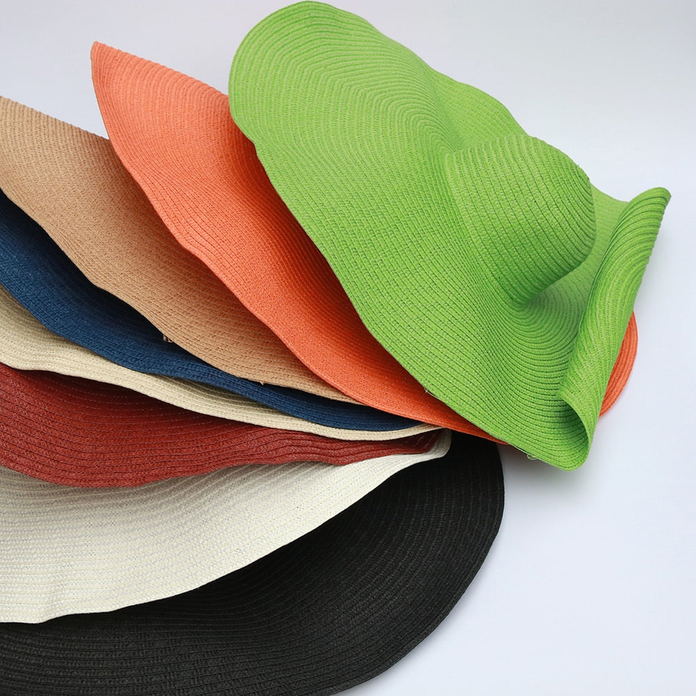 foldable women oversized hat 70cm diameter large brim summer sun beach hats wholesale