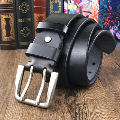 Super Wide 4.3CM Double Pin Belt Buckle 130CM-135CM Long Belt Luxury Thick Leather Belt Men Ceinture Homme Jeans Belt  MBT0018