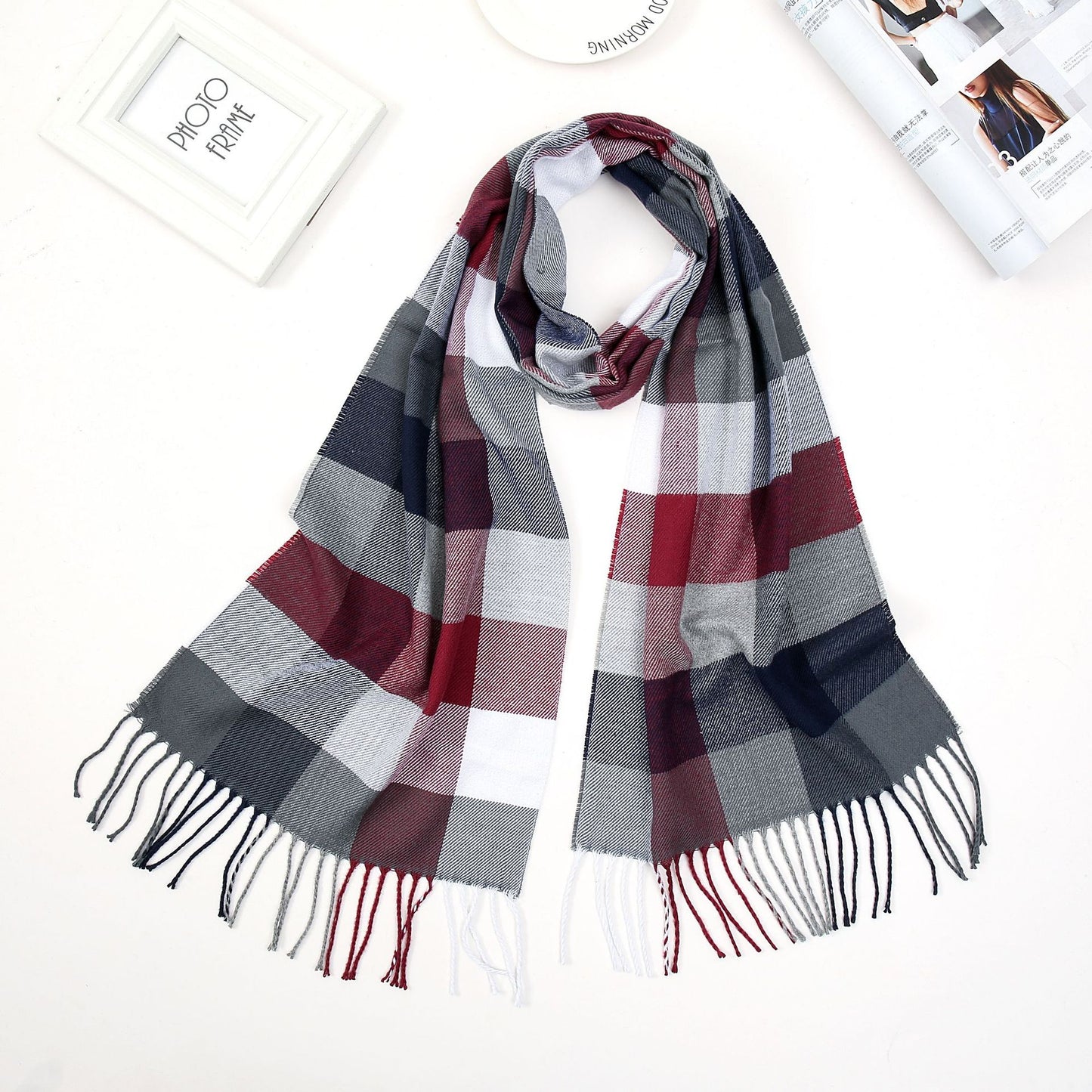 Luxury Brand Men&#39;s Winter Plaid Scarf Warm Women Cashmere Shawls Scarves Casual Tassel Scarfs Man Business Scarf Pashmina