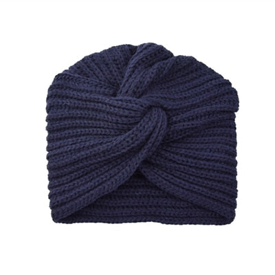 Women&#39;s Knitted Turban Hat Bohemia Cashmere Cross Wrap Head Lndian  Wool   Bonnet Turbante Cap