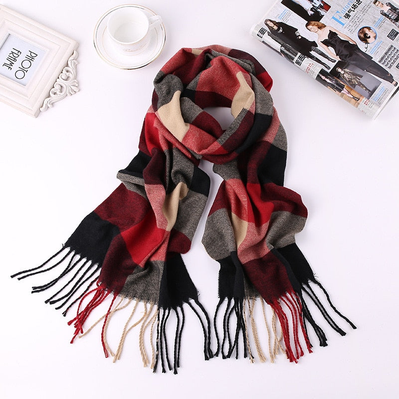 Luxury Brand Men&#39;s Winter Plaid Scarf Warm Women Cashmere Shawls Scarves Casual Tassel Scarfs Man Business Scarf Pashmina