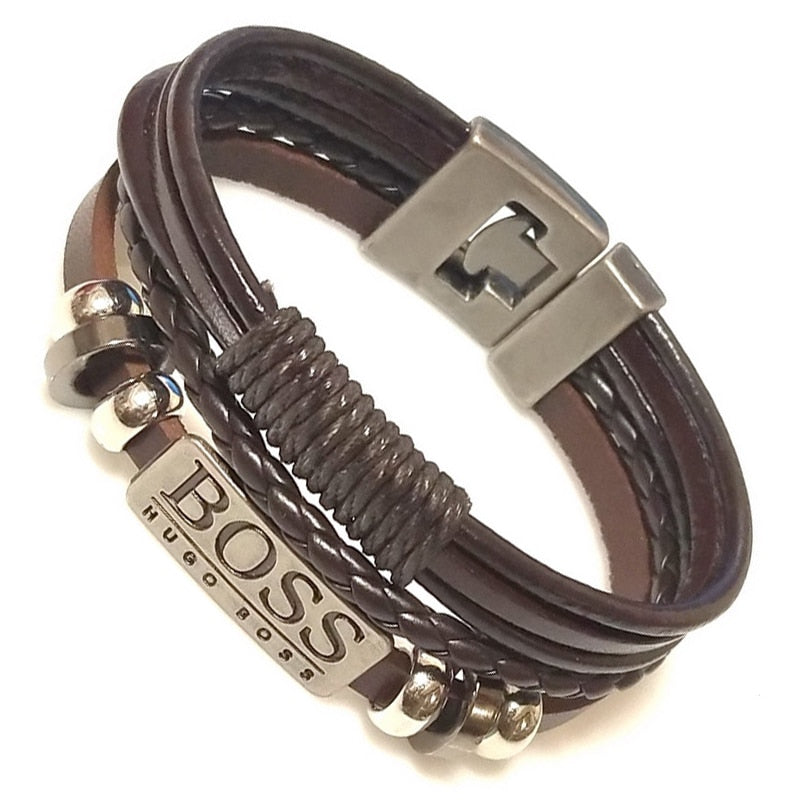 New 2021 High Quality Lucky Vintage Men's Leather Bracelet Black/Brown Charm Multilayer Braided Women Pulseira Masculina