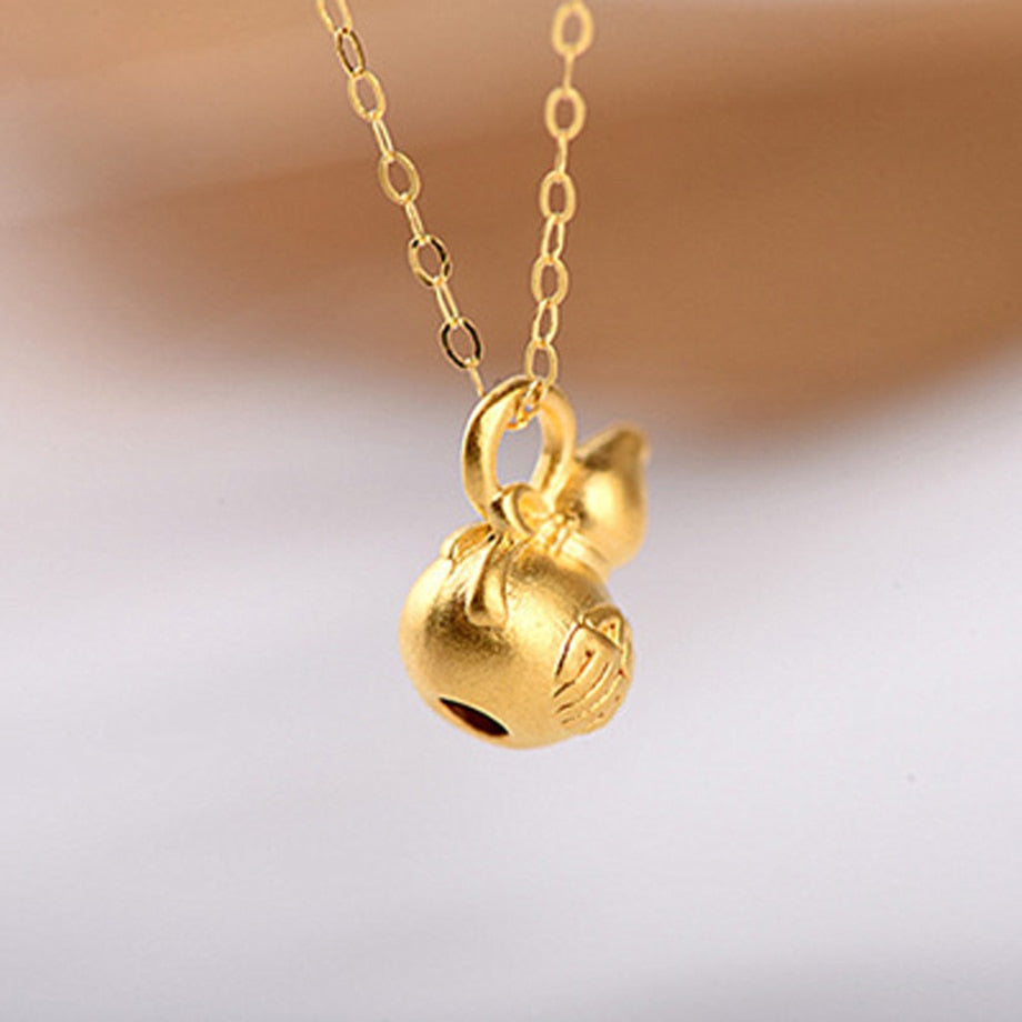 NYMPH 100% 18K AU750 Gold Necklace Chain Lovely Gourd for Women Party Fine Jewelry Gift Real 24K 999 Yellow Gold Pendant X531