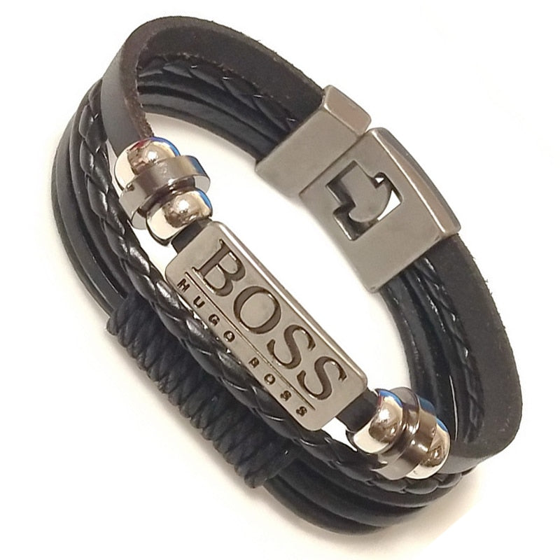 New 2021 High Quality Lucky Vintage Men's Leather Bracelet Black/Brown Charm Multilayer Braided Women Pulseira Masculina