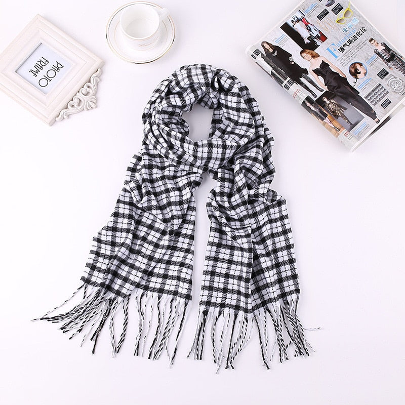 Luxury Brand Men&#39;s Winter Plaid Scarf Warm Women Cashmere Shawls Scarves Casual Tassel Scarfs Man Business Scarf Pashmina