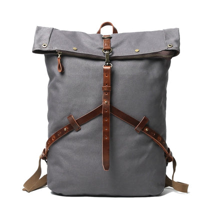 Personalized  men and women backpack large capacity business travel school bag canvas leather cross-shaped mountaineering bag