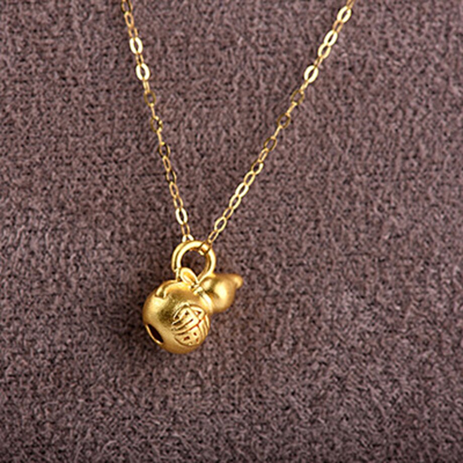 NYMPH 100% 18K AU750 Gold Necklace Chain Lovely Gourd for Women Party Fine Jewelry Gift Real 24K 999 Yellow Gold Pendant X531