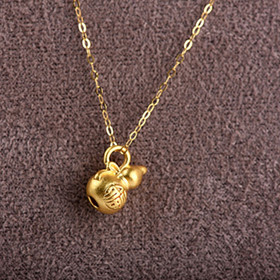 NYMPH 100% 18K AU750 Gold Necklace Chain Lovely Gourd for Women Party Fine Jewelry Gift Real 24K 999 Yellow Gold Pendant X531