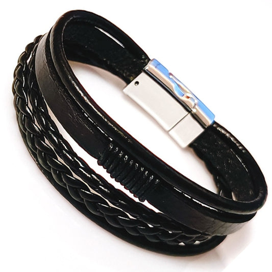 New 2021 High Quality Lucky Vintage Men's Leather Bracelet Black/Brown Charm Multilayer Braided Women Pulseira Masculina