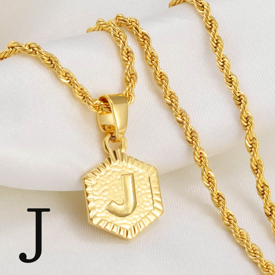 Anniyo A-Z Letters Necklaces Women Men English Initial Alphabet Charm Pendant Rope Chain Jewelry African Wedding Gift #114006B