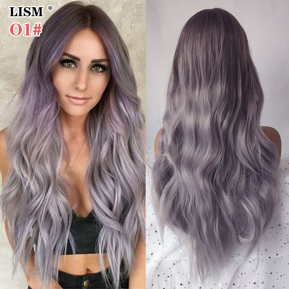 New Wigs for Women Synthetic Pastel Long Layered Wig Perruque Blonde Bigoudis Cheveux Pour Femme Peruki Damskie Naturalne