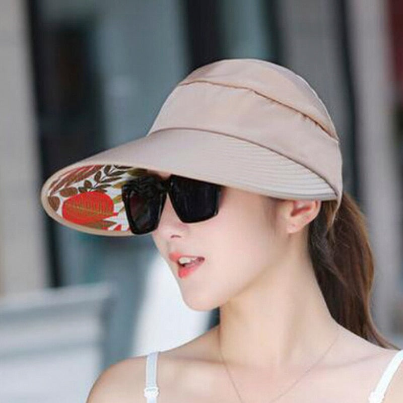 Summer Sun Protection Folding Sun Hat For Women Wide Brim Cap Ladies Beach Visor Hat Girl Holiday UV Protection Sun Hat