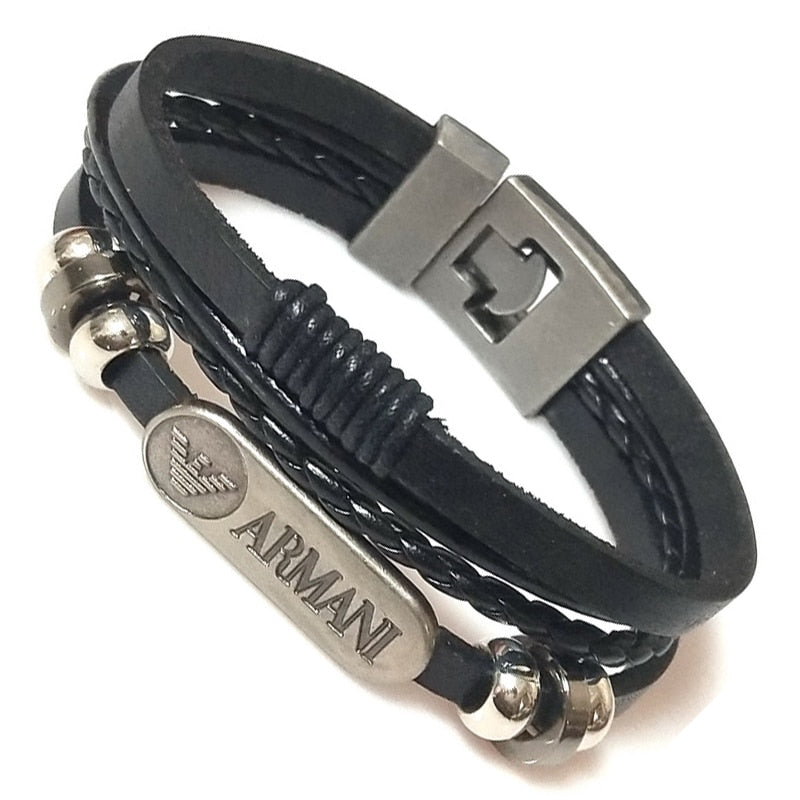 New 2021 High Quality Lucky Vintage Men's Leather Bracelet Black/Brown Charm Multilayer Braided Women Pulseira Masculina