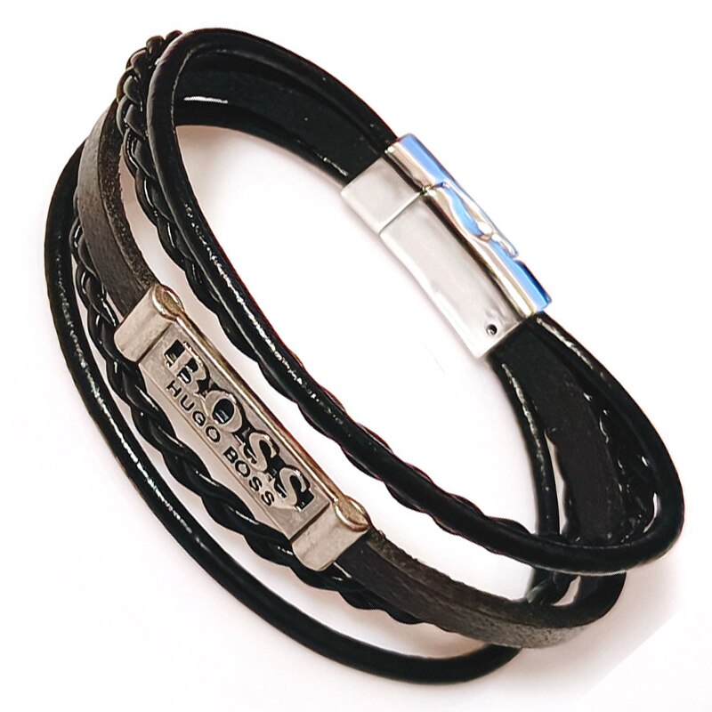 New 2021 High Quality Lucky Vintage Men's Leather Bracelet Black/Brown Charm Multilayer Braided Women Pulseira Masculina