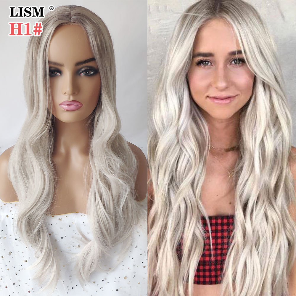 New Wigs for Women Synthetic Pastel Long Layered Wig Perruque Blonde Bigoudis Cheveux Pour Femme Peruki Damskie Naturalne