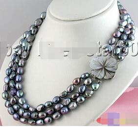 Super Collier Perles Baroque Fermoir fleur de Coquillages Diamètre 8/10 mm