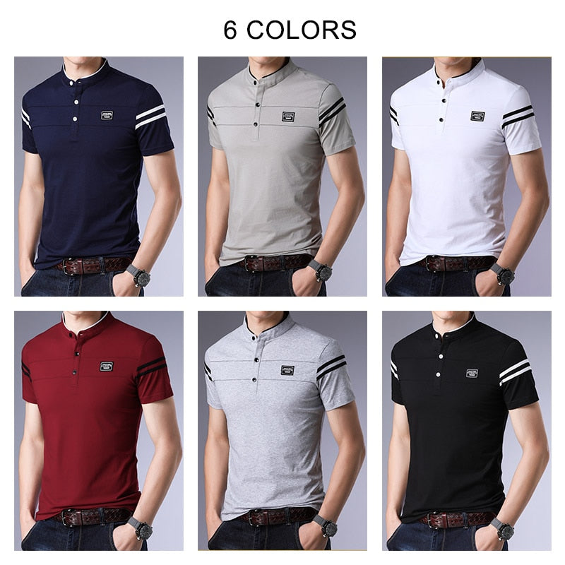 COODRONY Brand Summer Short Sleeve T Shirt Men Cotton Tee Shirt Homme Streetwear Fashion Stand Collar T-Shirt Men Clothes C5096S