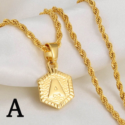 Anniyo A-Z Letters Necklaces Women Men English Initial Alphabet Charm Pendant Rope Chain Jewelry African Wedding Gift #114006B