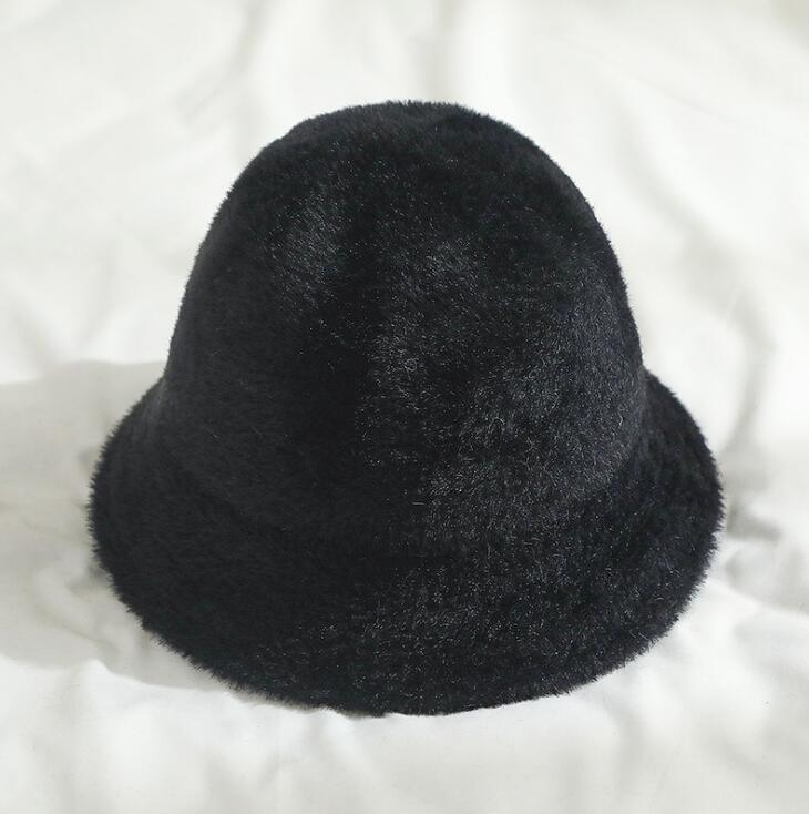 Fashion Winter Hat for Women Fur Bucket Warm Caps Dome Panama Black White Vintage Fisherman bucket Hats шапка женская