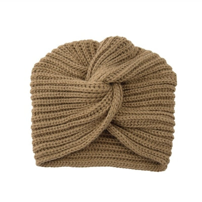 Women&#39;s Knitted Turban Hat Bohemia Cashmere Cross Wrap Head Lndian  Wool   Bonnet Turbante Cap