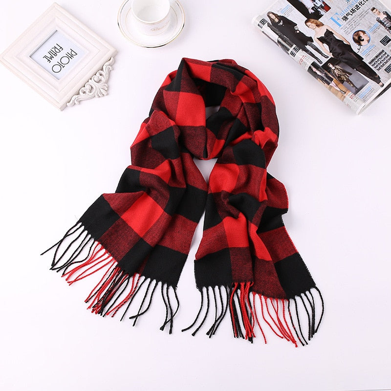 Luxury Brand Men&#39;s Winter Plaid Scarf Warm Women Cashmere Shawls Scarves Casual Tassel Scarfs Man Business Scarf Pashmina