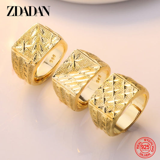 ZDADAN 18K Gold Ring For Men Open Rings Wedding Jewelry Accessories Wholesale