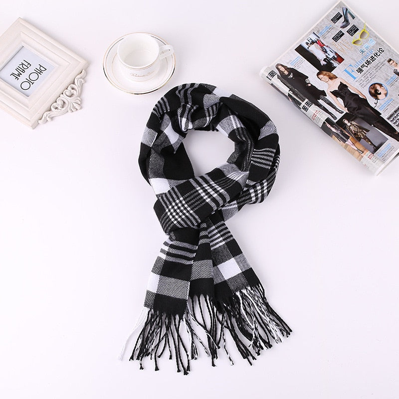 Luxury Brand Men&#39;s Winter Plaid Scarf Warm Women Cashmere Shawls Scarves Casual Tassel Scarfs Man Business Scarf Pashmina