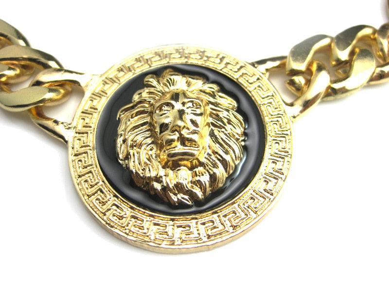 Big Jewelry Fashion High Quality Alloy Drop Oil Lion Head Gold Necklace Collar Bone Sweater Chain