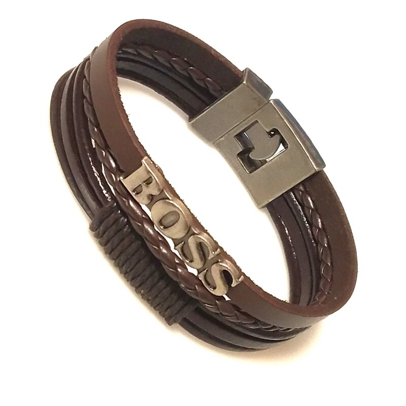 New 2021 High Quality Lucky Vintage Men's Leather Bracelet Black/Brown Charm Multilayer Braided Women Pulseira Masculina