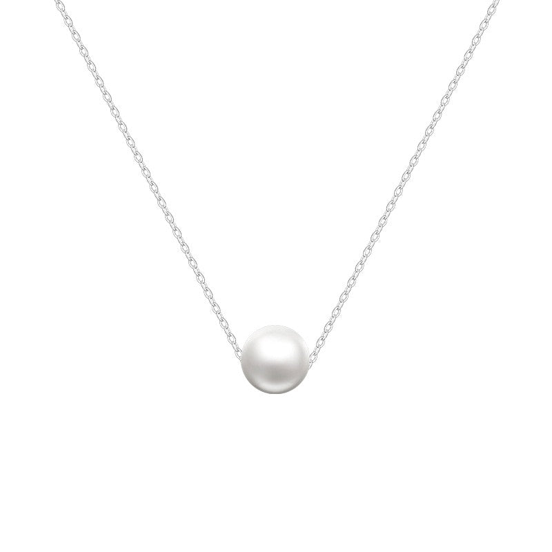 PrinSis Minimalist 925 Sterling Silver Fashion Sweet 9mm Pearl Pendant Necklace For Women Party 925 Necklace Jewelry YQ193